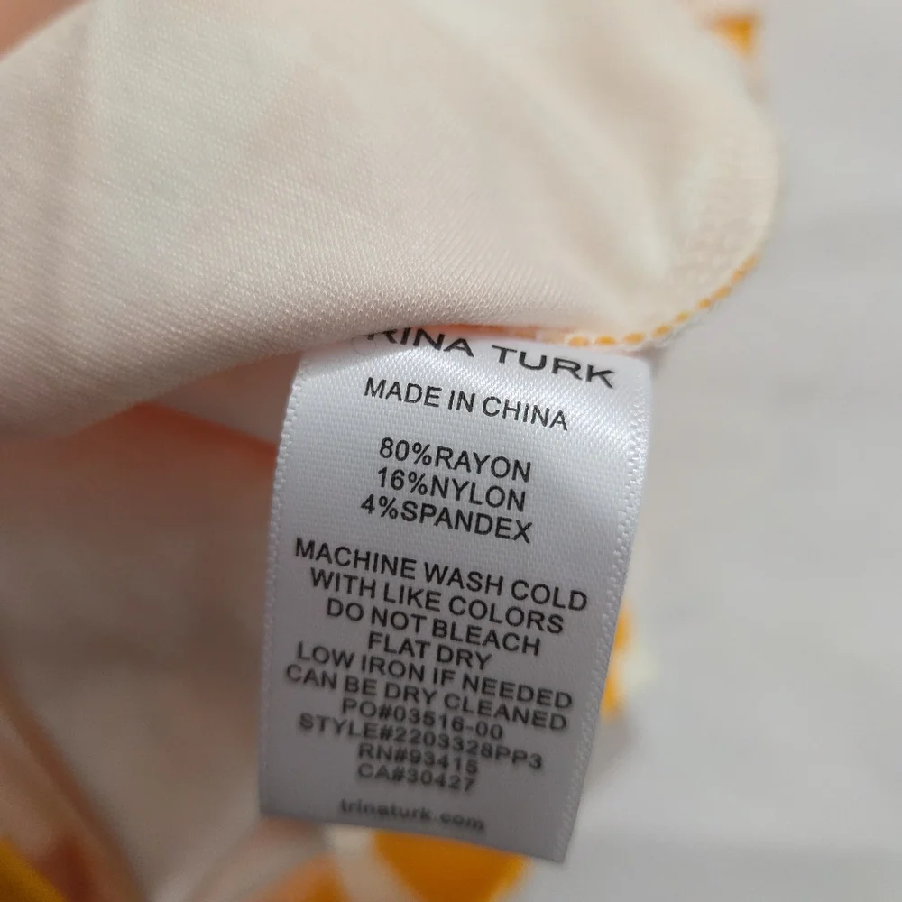 NWT Trina Turk Zile Dress Yellow Floral Size 12 Ruffle Sheath Sleeveless Midi - Picture 12 of 12